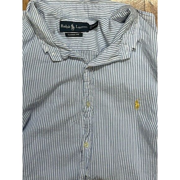 Ralph Lauren Blue Casual Button Down Shirt with Classic Stripes - Picture 1 of 8